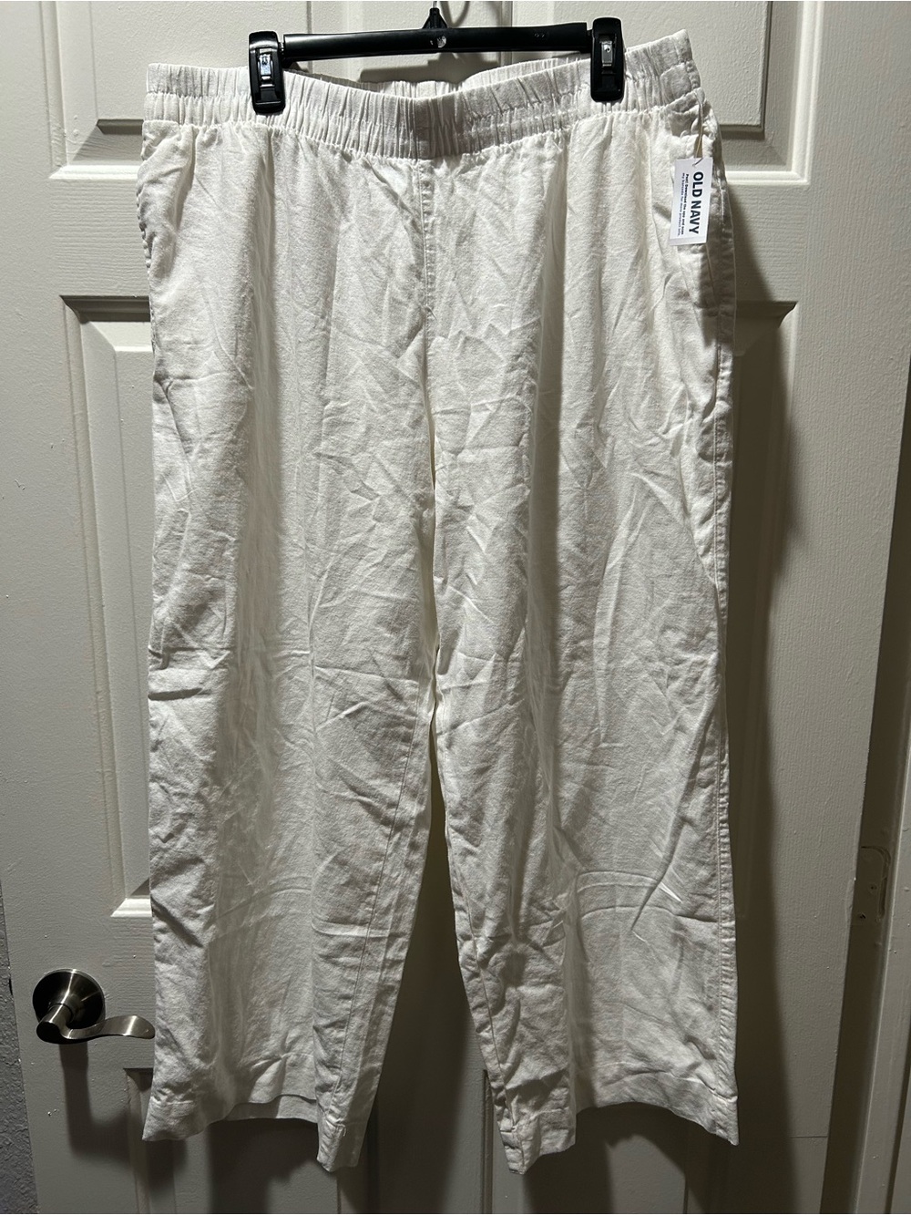 Old Navy Women’s High Rise Super Wide Leg Linen-Blend Elastic-Waist Casual Pants